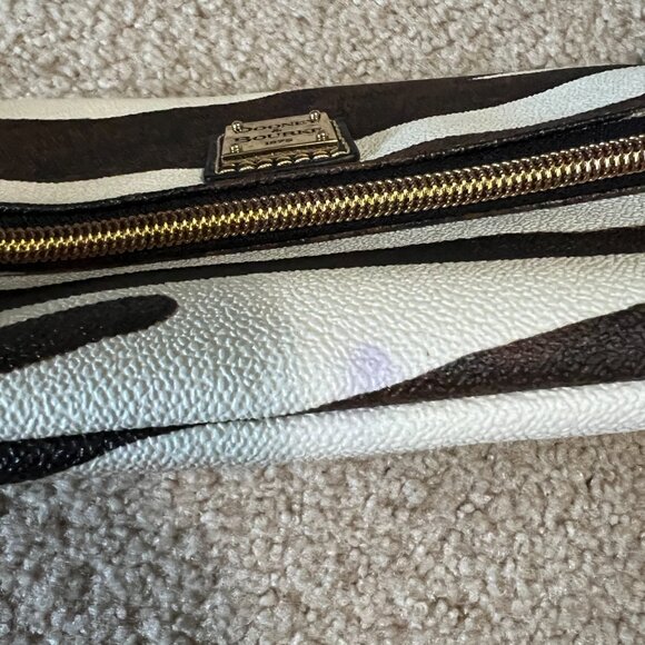 Dooney and Bourke Serengeti Foldover Zip Crossbody, Zebra/Black - Picture 8 of 8